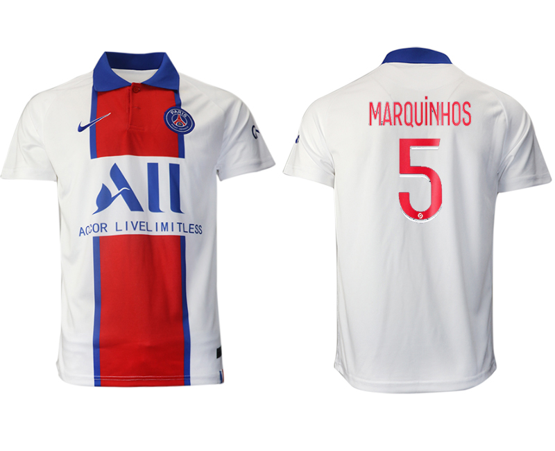 Men 2020-2021 club Paris St German away aaa version #5 white Soccer Jerseys